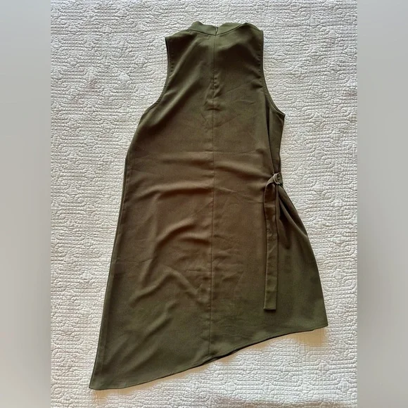 Monteau Asymmetrical Olive Dress-size M - Picture 4 of 5